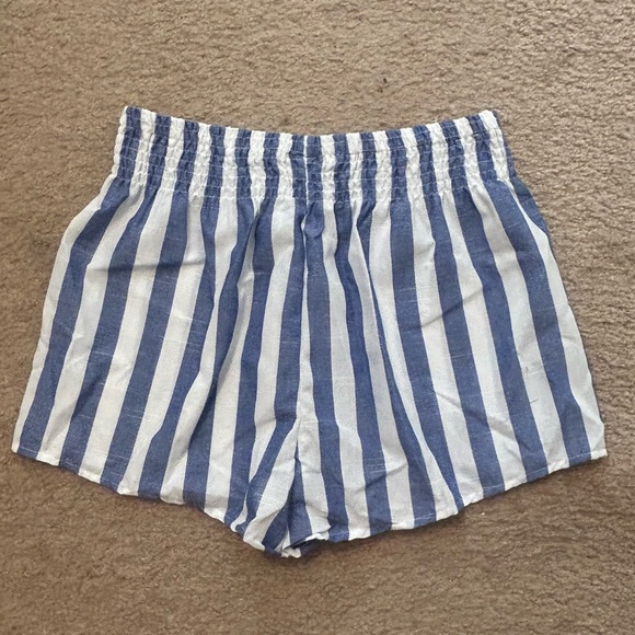 SHEIN Blue & White Striped Pull On Cotton Blend Shorts NWOT - Picture 5 of 10